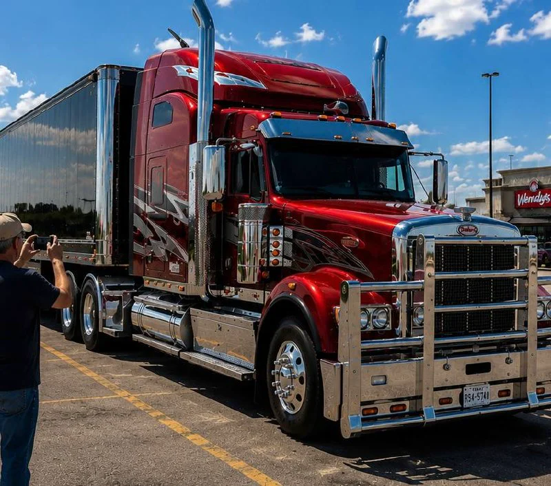 Ein Gast fotografiert einen Peterbilt am Iowa 80 Truckstop – solche Momente entstehen von selbst